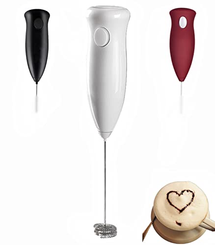  Ilk Frother For Coffee, Turimon Battery Powered Electric Milk Frother Handheld For Coffee, Lattes, Matcha/Mini Hand Drink Mixer Whisk/Coffee Bar Accessories - White
