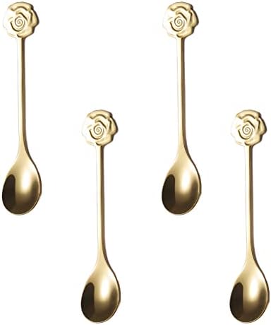  5-Piece Wing Spoon Coffee Teaspoon,SUS 304 Stainless Steel,Dessert Scoop For Stirring,Small Multiple Colors Spoon Set,4.9" Lovely Yogurt Ice Cream Demitasse Espresso Spoon (Wing)