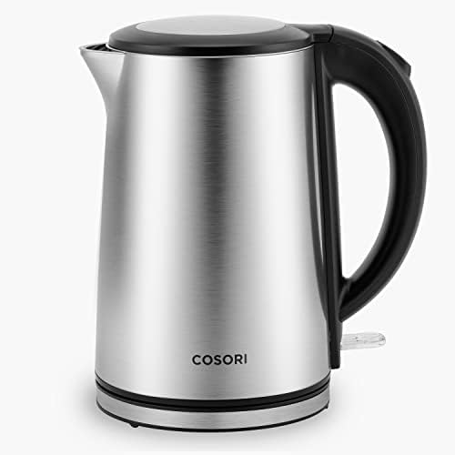  Pour Over Coffee Maker With Double-layer Stainless Steel Filter,34 Ounce & Electric Kettle With Upgraded Stainless Steel Filter And Inner Lid, Wide Opening Glass Tea Kettle,1.7L, Black