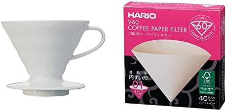 Hario V60 Ceramic Coffee Dripper Pour Over Cone Coffee Maker Size 02, White
