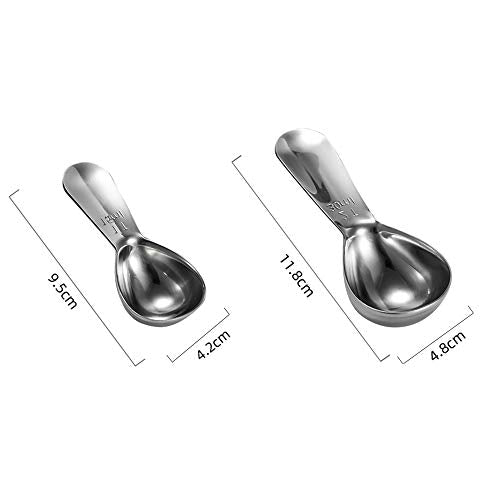 Stainless Steel Coffee Scoop--1T And 2T Measuring Scoop Set，Coffee Measuring Spoon For Measuring Coffee, Milk, Lemon Juice, And Olive Oil