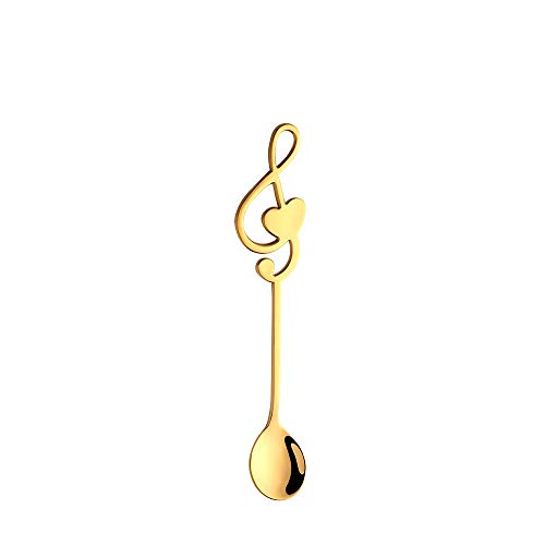  Fancy Espresso Coffee Spoons Gold Set Of 8, MINGYU 6-inch Music Note Design Cute And Lovely Small Mixing Spoons Set, 18/8 Stainless Steel Shiny For Daily Use/Café/Restaurant/Hotel
