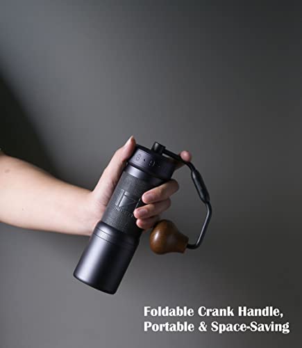  K-Ultra Manual Coffee Grinder Iron Gray With Assembly Consistency Grind Stainless Steel Conical Burr, Foldable Handle, Numerical External Adjustable Setting, All-Round Grinder