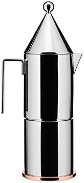 Alessi LA CONICA ESPRESSO COFFEE MAKER, 6 CUP, Silver