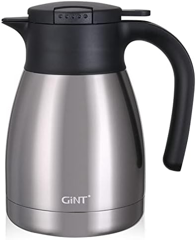  34Oz Thermal Coffee Carafe, Insulated Stainless Steel Coffee Carafes For Keeping Hot/Double Walled Vacuum Coffee Carafe (Silver, 1L)