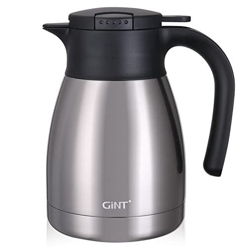  34Oz Thermal Coffee Carafe, Insulated Stainless Steel Coffee Carafes For Keeping Hot/Double Walled Vacuum Coffee Carafe (Silver, 1L)
