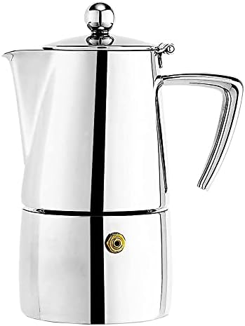  Uisinox Milano Stainless Steel Stovetop Moka Pot Espresso Coffee Maker, 4-Cup