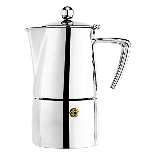  Uisinox Milano Stainless Steel Stovetop Moka Pot Espresso Coffee Maker, 4-Cup