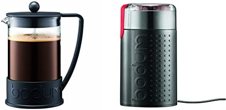 Bodum Brazil French Press Coffee Maker, 1.5 Liter, 51 Ounce, Black & BISTRO Blade Grinder, Electric Blade Coffee Grinder, Black