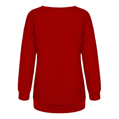  Sinpiling Womens Crewneck Long Sleeve Sweatshirt Winter Christmas Cute Dog Printed Tops Casual Pullover Lightweight Blouse