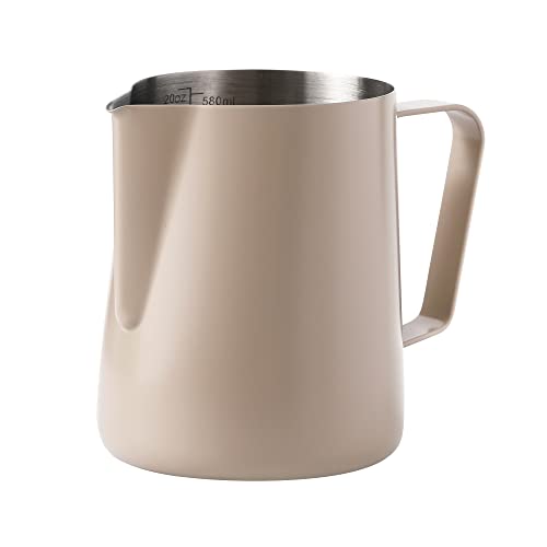  Milk Frothing Pitcher 14OZ 20OZ(400ml 600ml) Stainless Steel Milk Espresso Steaming Pitcher Barista Cup For Making Coffee For Cappuccino Precision Latte Barista Art UBENKAKU(20oz)