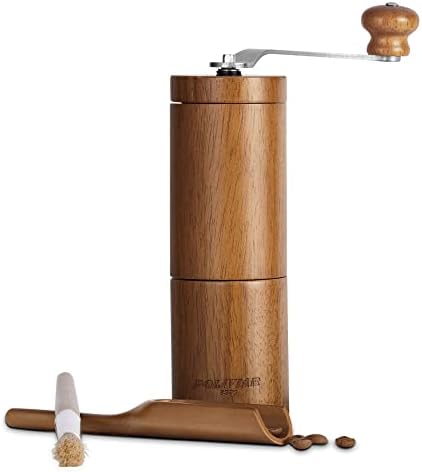  Manual Coffee Grinder, Coffee Bean Grinder With Adjustable Ceramic Burr, Vintage Style Wooden Hand Coffee Grinder, Large Capacity Burr Coffee Grinder With Brush And Spoon (JX2022-CG20)