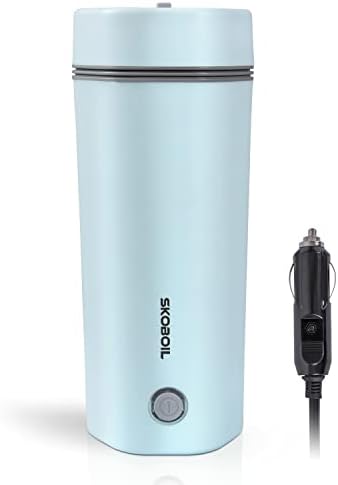  Car Kettle Water Boiler 12V – Portable Electric Kettle Heater Cup For Car – 350ML Stainless Steel Travel Kettle Electric Small Auto Shut-off For Car Camping, Road Trip, Blue