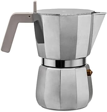 Alessi AAM33/3 Moka Stove Top Espresso 3 Cup Coffee Maker In Aluminium Casting Handle And Knob In Thermoplastic Resin, Black