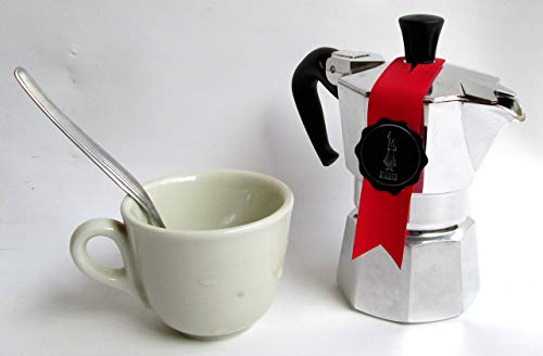 Bialetti Mokina Aluminium 1/2 Cup Coffee Maker, Silver/Black, 13 x 6.5 x 12 cm
