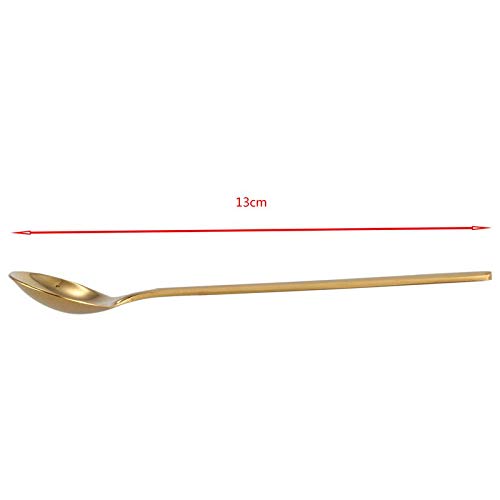  Wjq&linyuzi 4pcs/Set Round Shape Coffee Spoon Stainless Steel Mini Teaspoons Sugar Dessert Spoon Ice Cream Soup Spoon Kitchen Accessories, Gold, 001, 13.5x3cm