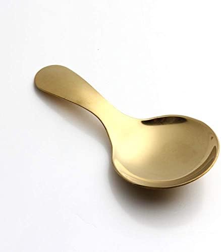  1Pc Short Handle Dessert Spoon Stainless Steel Sugar Salt Spice Spoon Condiment Tea Coffee Scoop Kitchen Tools Small Kids Spoon (gold), 001, 9x4.5cm