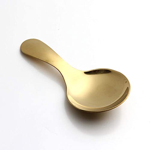  1Pc Short Handle Dessert Spoon Stainless Steel Sugar Salt Spice Spoon Condiment Tea Coffee Scoop Kitchen Tools Small Kids Spoon (gold), 001, 9x4.5cm