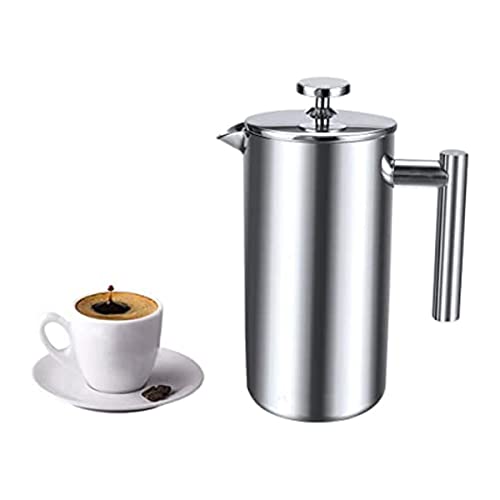  Vitasunhow Insulated French Press Coffee Maker Stainless Steel Double-Wall Metal 3 Level Filtration System, Rust-Free Dishwasher Safe