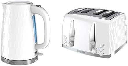 Black & Decker Honeycomb Collection Rapid Boil 1.7L Electric Cordless Kettle With Premium Textured Finish, White, KE1560W