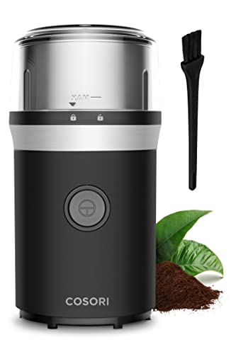  Coffee Espresso Grinder Electric, Food Grade Stainless Steel Blades, 12 Cups, Black