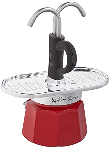  Bialetti - Mini Express Magritte: Moka Set Includes Coffee Maker 2-Cup (2.8 Oz), Red, Aluminium