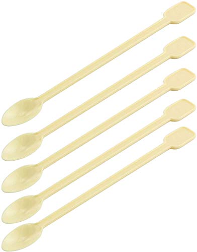  500 Pcs Plastic Coffee Tea Stirrer Spoon Disposable Spoons Stir Stirrer Mini Stir Swizzle Sticks Plastic Food Grade Coffee Stirrers Tea Spoons Soup Spoon Cocktail Sticks Blender Spoon(Beige)