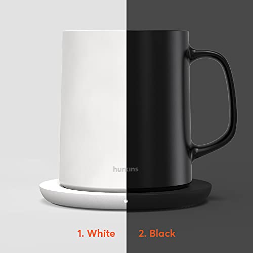  Hurkins Smug, Up To 149℉ Coffee Mug Warmer & Mug & Pctg Lid Set, Self Heated Cup With Wireless Charging Function, Office/Home For Desk. (White)