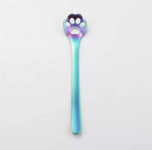 GENERIC Flamingo Haute Couture Paw Spoon, Stainless Steel, Multicolor, Rainbow Stainless Steel, Coffee, Tea, Entertaining, Collectible, Specialty Spoon