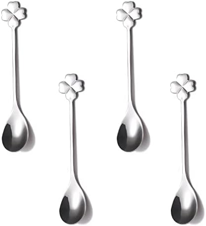  5-Piece Wing Spoon Coffee Teaspoon,SUS 304 Stainless Steel,Dessert Scoop For Stirring,Small Multiple Colors Spoon Set,4.9" Lovely Yogurt Ice Cream Demitasse Espresso Spoon (Wing)