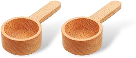  AN'S -Set Of 2 Wooden Measuring Coffee Scoop For Ground Coffee Coffee Spoon In Walnut Wood Wooden Measuring Tablespoon For Coffee Beans, Ground Beans, Protein Powder, Spices, Tea (Short, Lotus Wood)