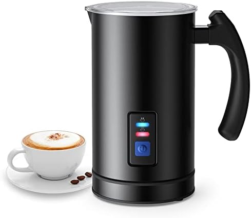  Milk Frother And Steamer, Electric Milk Steamer, Auto Shut-Off, Silent Operation, Hot And Cold Foam Milk Frother With Temperature Controls, Non-Stick Interior For Latte, Cappuccino, Macchiato (Silver)