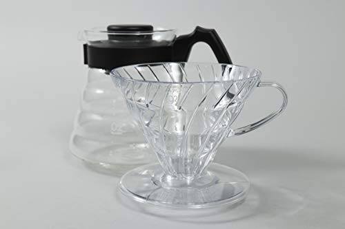 Hario Pour Over Coffee Starter Set Craft Coffee Maker Dripper, Glass Server, Scoop And Filters Size 02, Black
