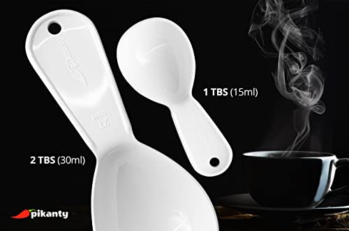  - Plastic Coffee Scoops (15ml & 30ml) Set Of 2 | Made In USA (White)