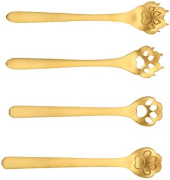  Cooking Spoon Coffee Spoon 5PCS Stainless Steel Stirring Spoon Mini Slotted Spoon Paw Shape Dessert Spoon Rainbow Coffee Spoons Espresso Beverage Drink Stirrer Ice Cream Spoon Serving Spoon