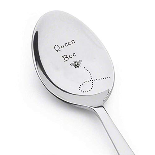  Queen Bee - Gourmet Coffee Spoon Gift - Stainless Steel Spoon - Engraved Unique Gift - Cute Spoon Item - Gift For Him -Gift For Her - Spoon Gift #A28