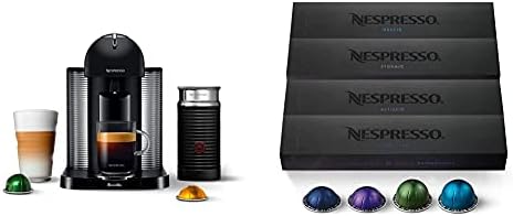 Breville Nespresso Vertuo Coffee And Espresso Machine, Matte Black & Capsules VertuoLine, Espresso Variety Pack, Medium And Dark Roast Espresso Coffee, 50 Count Coffee Pods, Brews 1.35 Ounce