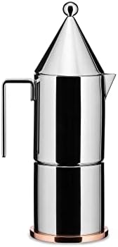 Alessi LA CONICA ESPRESSO COFFEE MAKER, 6 CUP, Silver