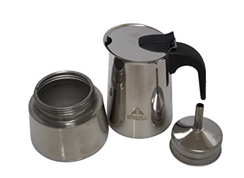  MUSA USA B120-22062M Stainless Steel Stovetop Espresso Coffeemaker 6-Cup, Silver