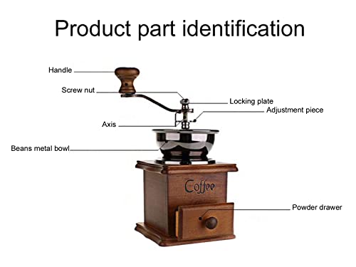  Idiwin Manual Coffee Grinder-Small Antique Wooden Hand Grinder With Drawer, Great Gift For Kids Hand Make Tool Or Home Decoration