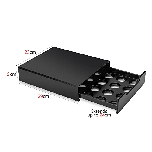  K-Cup Coffee Pods Holder, Coffee Pod Storage Drawer For Nespresso Capsules And Dolce Gusto, Organizer 20 Pod Capacity, Black