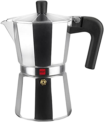  KENIA NOIR - Stovetop Espresso Coffee Maker, 6 Cups Size, Make Your Own Home Italian Coffee With This Moka Pot, Made In Black Enamelled Aluminum, Safe And Easy To Use, Cafetera, Café