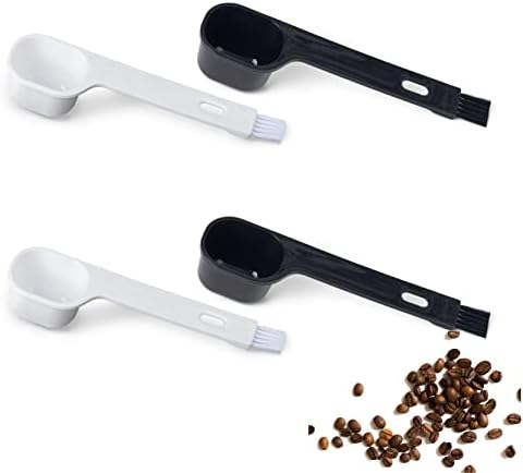  Plastic Coffee Scoops, 2 Tbsp Coffee Scoop With Brush & Espresso Grinder Brush For Ground Coffee Cleaning Tea Power, Coffee Tool For Barista Home Kitchen Café,4 Pack