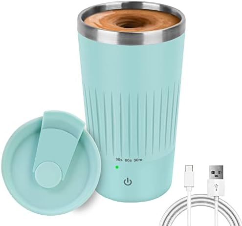  Auto Stirring Cup, BEYOUNG Automatic Magnetic Self Stirring Coffee Cup With 3 Mixing Function, Travel Tumbler Car Cup With Wireless Shaftless Mixing Strong Power For Protein Milk Chocolate Mocha,Green