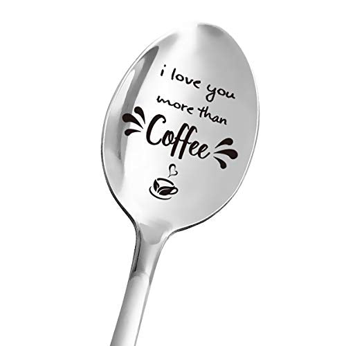  Funny Coffee Spoon Engraved - I Love You More Than Coffee Spoon For Women Men Coffee Lover - Best For Girlfriend Wife Husband Boyfriend - Perfect For Valentine/Anniversary/Christmas