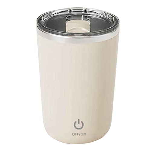  VINGVO Stirring Coffee Cup, Easy To Clean Washable Portable Wide Applicability Automatic Magnetic Stirring Cup For Honey (Beige)
