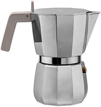 Alessi AAM33/3 Moka Stove Top Espresso 3 Cup Coffee Maker In Aluminium Casting Handle And Knob In Thermoplastic Resin, Black