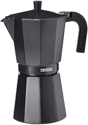  Monix Vitro Noir Aluminium Non-Stick 12 Cups Coffee Maker, 30 X 30 X 30 Cm, Black