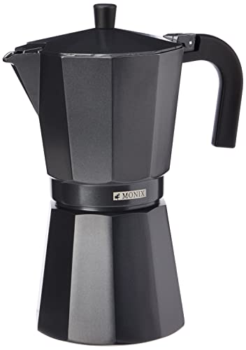  Monix Vitro Noir Aluminium Non-Stick 12 Cups Coffee Maker, 30 X 30 X 30 Cm, Black