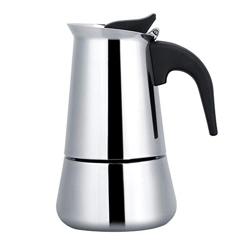  Portable Stainless Steel Coffee Pot Moka Espresso Maker Mocha Pot Ideal For Home, Camping & Travel(100ml)